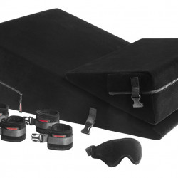 Чёрная подушка для секса из двух частей с креплениями Wedge/Ramp Combo Conversion Kit