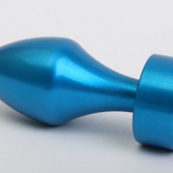 Синяя анальная пробка с фиолетовым стразом - 7,8 см.